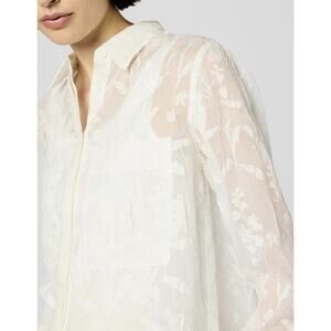 Club Monaco Womens White Sheer Floral Button Down Shirt Small